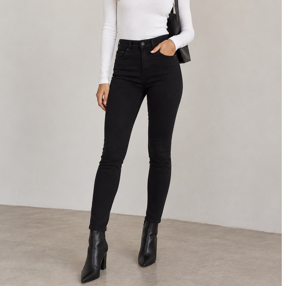 Good American Good Legs Skinny Jeans Womens 4/27 Black High Rise Stretch Fit